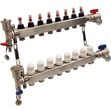 collettore riscaldamento a pavimento 8 vie Nordic Tec INOX IT8