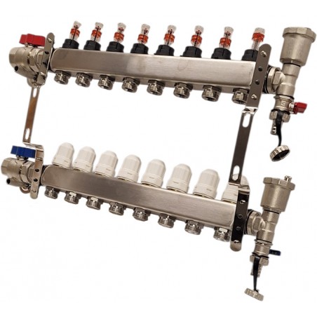 collettore per riscaldamento a pavimento 8 circuiti - vista posteriore Nordic TEc IT8