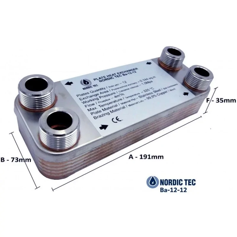 Scambiatore di calore a 12 piastre NORDIC TEC Ba-12-12