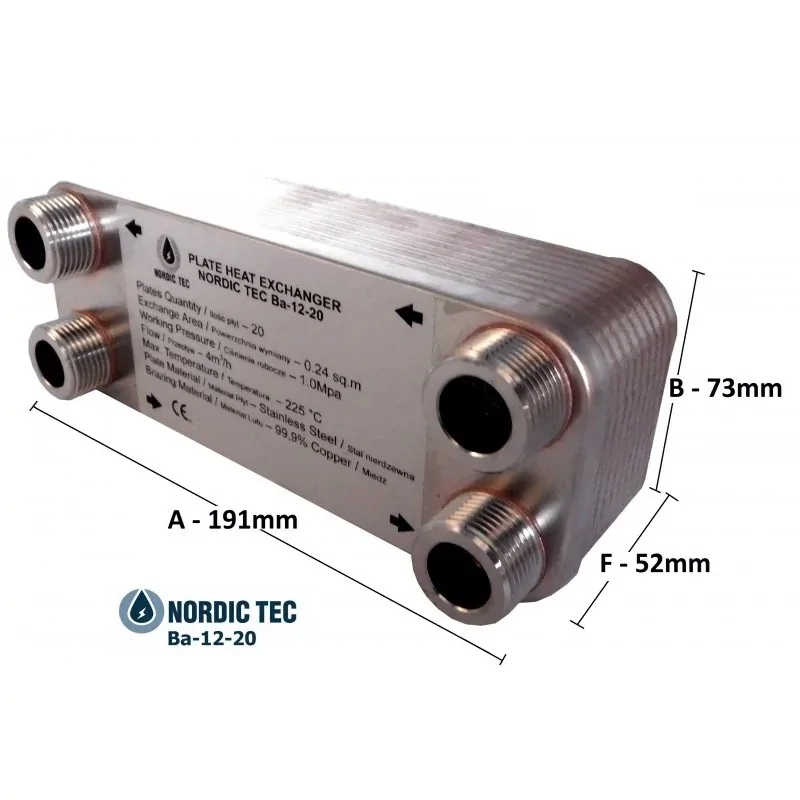 Scambiatore a 20 piastre NORDIC TEC 3/4 & 1/2