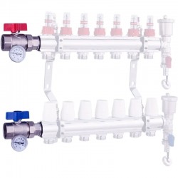 Set di valvole a sfera con termometro - 1" per scambiatori di calore 2