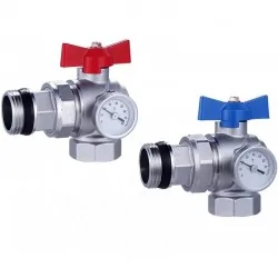Set di valvole angolari a sfera con termometro - 1" DN25 2 pz. 2