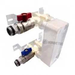 Set di valvole a sfera - a farfalla con guarnizione e raccordo - 3/4" DN20 (2 pz) 2