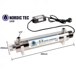 Filtro UV - Sterilizzatore UVC Nordic Tec 16W-PH 2GPM con lampada UV per acqua