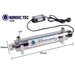 Filtro con lampada UV per acqua | Nordic Tec UVC PHILIPS 55W 12GPM 3/4"