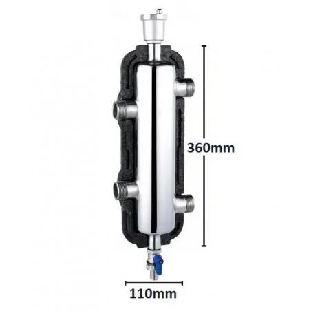 Separatore idraulico 4 x 1" - 50kW con isolamento