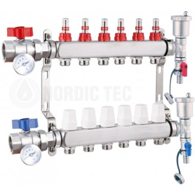 Collettore acciaio INOX Nordic Tec 6 circuiti