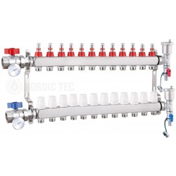 Collettore inossidabile Nordic Tec INOX a 12 circuiti | 12 anelli di riscaldamento