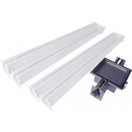 Griglia scolo acqua - di scarico per garage, cantina, locale caldaia | 2 Exits, con 2 uscite per i canali di scarico