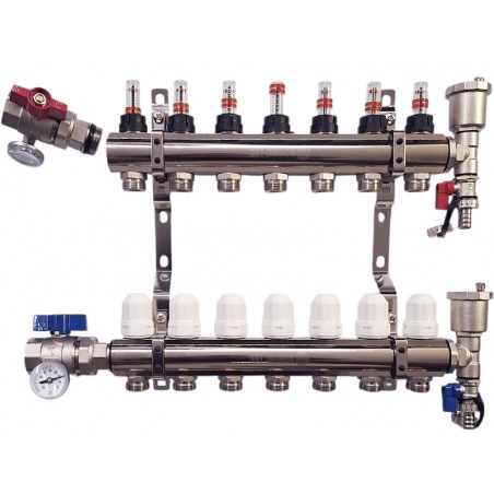 collettore riscaldamento a pavimento 7 circuiti completi Nordic Tec
