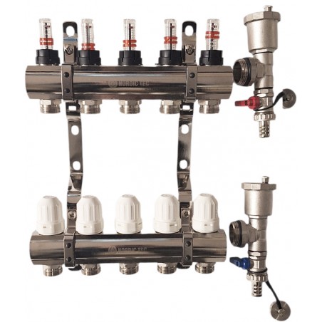 NORDIC TEC Collettore per impianto a pavimento 5 circuiti IT9