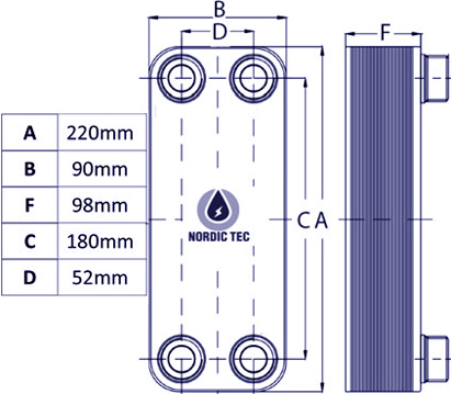 Scambiatore di calore 1 pollice - Nordic Tec Ba-16-40