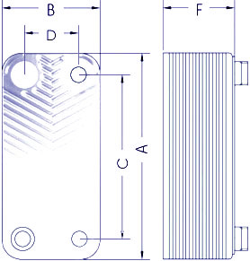 Dimensioni - Scambiatore refrigerante-acqua Ba-26-20-F