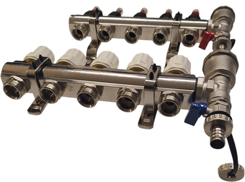 collettore per impianto a pavimento 5 circuiti Nordic Tec