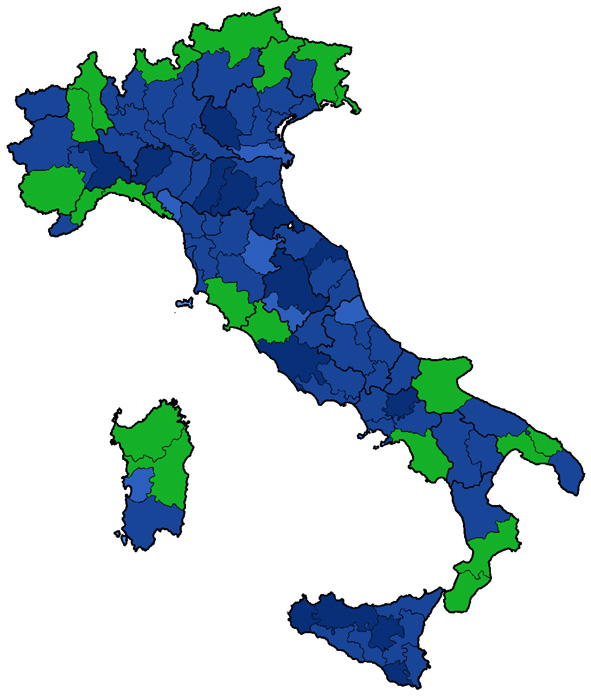 Durezza dell'acqua in Italia carta NT