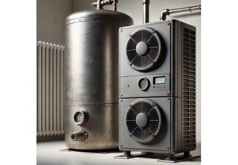 Schema di collegamento di una pompa di calore con accumulatore